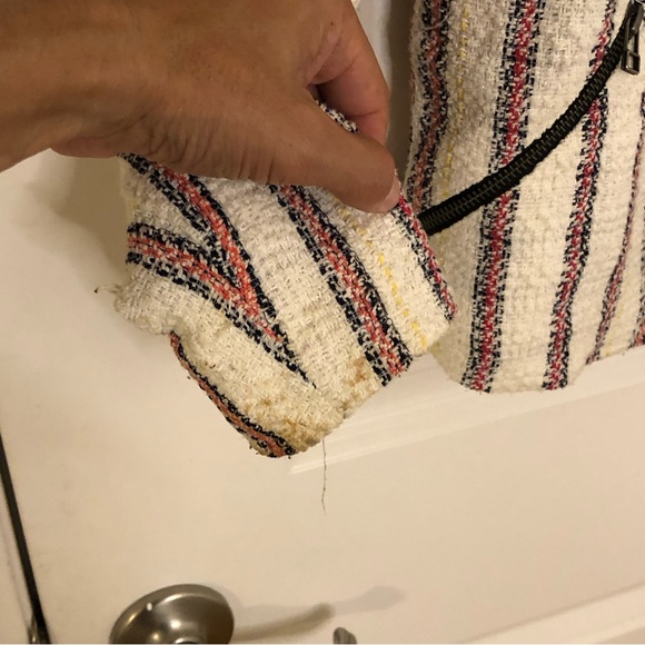 Veronica Beard red And White tweed moto asymmetric blazer zip up Jacket Sz 0 - Picture 16 of 16